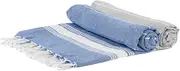 Nicola Spring Turkish Cotton Bath Towels - 170 x 90cm - Navy/Grey - Pack of 2 - Lightweight & Absorbent Large Adults Drying Beach Towel Bathroom Gym Cloth Sauna Hammam Shower Sheet