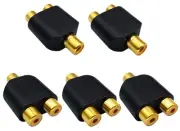 RCA Y Splitter Adapter,Gold-Plated1RCA Female to 2 RCA Female Jack Audio Vide...
