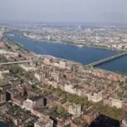 Charles River In Boston Aerial View Of The Intersection Of Commonw- Old Photo