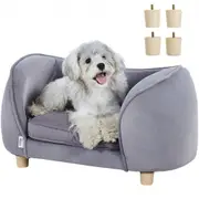 VEVOR Pet Sofa, Dog Couch for Small Dogs and Cats, 27x15x15 inch Soft Velvety Dog Sofa Bed, 30 kg Loading Cat Sofa, Dark Grey