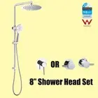 WELS 8" Gooseneck Chrome Rainfall Shower Head Set Handheld Shower with Mixer Tap
