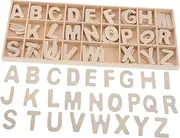 Abaodam 1 Set Unfinished Wooden Alphabet Letters with Storage Tray DIY Crafting Mini Blank Symbols for Early Learning Wall Decor Home Party Decoration