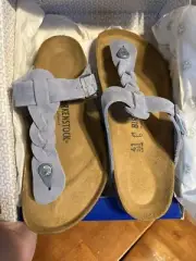Birkenstock Gizeh Braided Sandal Size 41 Regular Slide Dusty Blue