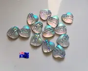 20pcs 12mm Silver Heart Rhinestone Resin Flatback Cabochon