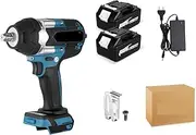 1800N.M Torque Brushless Electric Wrench 1/2 Inch Cordless Impact Wrench DTW700 Power Tool for Makita 18V Battery (Color : 2 Battery US Plug A)
