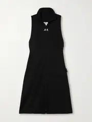 [COURREGES] COURREGES - Interlock Appliquéd Jersey Turtleneck Mini Dress - Black - x small x small Black