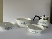 Vintage CorningWare Blue Cornflower Casserole Serving Dish Set 4 Pc