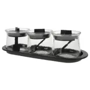 3 Pcs Kitchen Seasoning Bottle Condiment Jar Spoon Canisters