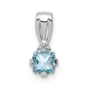 Sterling Silver Rhodium Plated Diamond u0026 Sky Blue Topaz Pendant