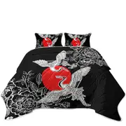 Artistic Flowers and Storks Coverlet