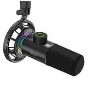 USB Gaming Microphone, RGB Dynamic Mic for PC, with Tap-to-Mute Button, Plug