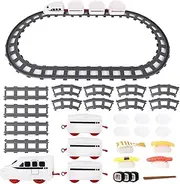 Sushi Train Set Toy, Rotating Electric Rotary Sushi Machine Set, Toy Train Set for Party Sushi Display Table Swing Plate, Track Conveyor Belt Rotating Table Food Train Toys for Kids