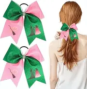 2 PCS Wizard Witch Hair Bows Glitter Pink Green Princess Elastics Scrunchy Hairbands Magical Witch Wand Hat Hair Accessories for Women Cosplay Party Favor Supplies