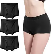 [OEIOEI] Women's Boy Shorts Underwear Bamboo Rayon Full Coverage Soft Stretch Panties 3 Pack