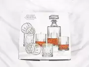 Studio Crystal By Godinger 7 PC Whiskey Set Decanter 6 Old Fashioned Glasses