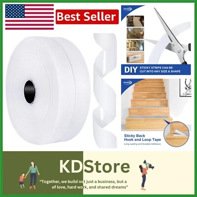 Versatile 26ft Hook and Loop Tape - Strong Adhesive for Home, School, and Crafts