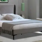Istyle Modern Classic Olivia Double Velvet Bed Frame Grey with Black Legs