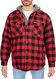 [Smith's Workwear] Big Men's Sherpa-Lined Hooded Flannel Shirt Jacket
