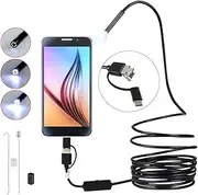 Inspection Snake Camera, USB Endoscope 3 in 1 OTG Phone Borescope, Waterproof Borescope Snake Camera for Windows System Android Phone, USB Endoscope with Led Light