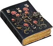 Luxeam Blank Spell Book of Shadows Journal Moon Phase Printed Witchcraft Supplies Wiccan Notebook Handmade Vintage Deckle Paper Grimoire Journal Leather Sketchbook, Drawing Journal (Serpent Garden)