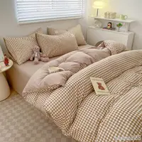 在飛比找蝦皮商城精選優惠-ins日式北歐格子床包組 格子床單 床罩組 寢具 雙人床包 