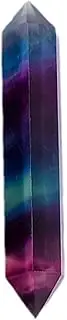 Beitmax Rainbow Fluorite Crystal Wand Natural Healing Polished Gemstones Hexagonal Double Pointed Crystals Tower for Meditation Therapy Crystal Grid Gifts Decoration 1Pcs,2.36in(6cm)