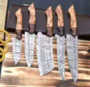 Handmade HAND FORGED DAMASCUS STEEL CHEF KNIFE Set Kitchen Knives 01