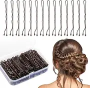 Mini Brown Bobby Pins Holder - 200 PCS Brown Bobby Hair Pins for Women Thick Hair Styling Small Bobby Pins with Clear Box