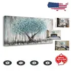 Textured Blue Nature Tree Abstract Canvas Framed Artwork for Home & Office