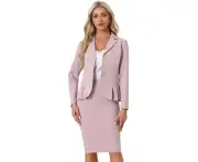 Allegra K 2 Piece Formal Peplum Blazer Pencil Skirts Set