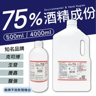 【75%醫用酒精系列 500ml】500ml 消毒酒精 酒精清潔液 酒精噴瓶 生發酒精 克司博酒精 唐鑫酒精 醫強酒精