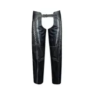 Premium Unisex Black Rub Off Cowhide Leather Motorcycle Riding Biker Chap
