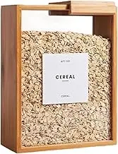 Wooden Cereal Storage Box, Bamboo Rice Dispenser with Removable Lids, Airtight Pantry Bins Container with Lids, Home Organization Can for Snack, Rice, Flour, Pasta (1Pcs)