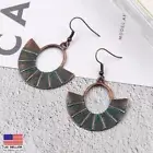 Fashion Women Vintage Bohemian Earrings Aged Bronze Fan Half Moon Hook 1526