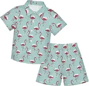 [Caihoyu] Toddler Baby Boys Short SleeveButton Down Shirt Elastic Drawstring Shorts Set Casual Toddler Boy Outfits Summer Outfit