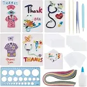 WEBEEDY 20 Sets Nurses'Day Quilling Greeting Card Kit Paper Quilling Kit for Adults Beginner 5 Styles Stethoscope Nurse's Uniform 3D Quilling Card Making Kit with Instruction Unique Nurses' Day Gift