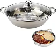 12.6 Inch Stainless Steel Divided Hot Pot Double Sauce Pot Two-Flavor Soup Pot Shabu Pot Induction Cooktop and Gas Stove