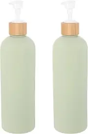 Alipis 2Pcs Reusable 400ml Shampoo and Conditioner Bottles, Empty Shampoo Bottles Lotion Pump Bottles, Press Pump Dispensers Body Wash Dispensers, Green