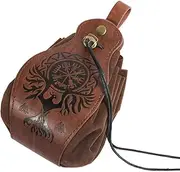 [SUMGOGO] Leather Belt Pouch Medieval Vintage Renaissance Viking LARP Cosplay Costumes Drawstring Coin Purse Phone Holder Waist Bag, Phoenix, 6.5 x 4.1 x 1.2 inches, Renaissance