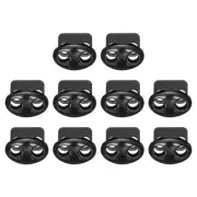 10Pcs Alloy Spring Cord Lock Ends Toggle for Shoelaces Black 17x15x7mm