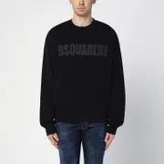 [Dsquared2] Black cotton crew-neck sweatshirt with logo M Black