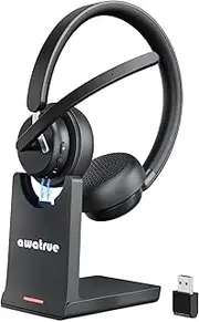 Wireless Headset with Mic for Work, Bluetooth 5.3 Headset with AI Noise Cancelling Microphone & Call Reminder, Wireless Headphone with Voice Assistant for PC/Computer/Remote Work/Call Center/Zoom