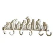 Cast Iron 8 Cats Tails Hanger with 6 Hooks in White