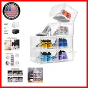 Set of 6 Stackable Clear Shoe Storage Boxes with Magnetic Doors for Easy Access