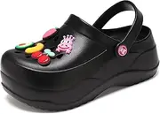 [SECHRITE] Women's Garden Shoes Platform Clogs Mules Summer Shower Shoes Waterproof Slip on Mules Wedge Sandals Home Slippers