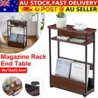7.1" Narrow Side Table for Small Spaces Small End Table 3 Tier W/ Magazine Rack