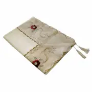 Martha Flowers Cream Taupe Embroidered Rectangular Tablecloth 180 x 275 cm