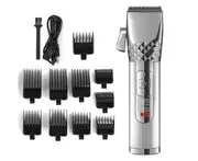 Hair Clippers for Men - Professional Hair Clippers, Cordless Barber Clippers Hair Cutting Kit - Silver