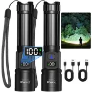 Rechargeable Flashlights High Lumens, Super Bright Flash Light, 5 Modes Zooma...
