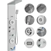 Shower Panel System, 6 Shower Modes, LED & Display Shower Panel Tower, Rainfall, Waterfall, 4 Body Massage Jets, Tub Spout, Handheld Shower Head 59" Hose, Stainless Steel Wall-Mounted Shower